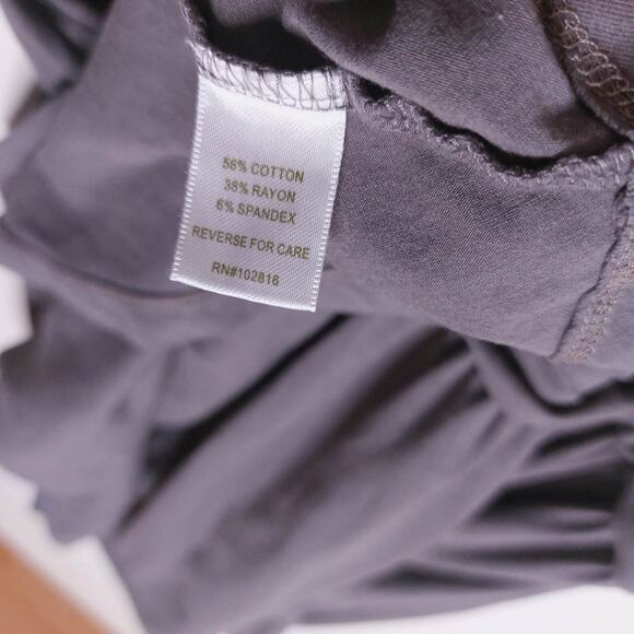 Garnet Hill Grey Knit Piazza Cap Sleeve Ruffle Ruched Dress Small - Picture 8 of 9